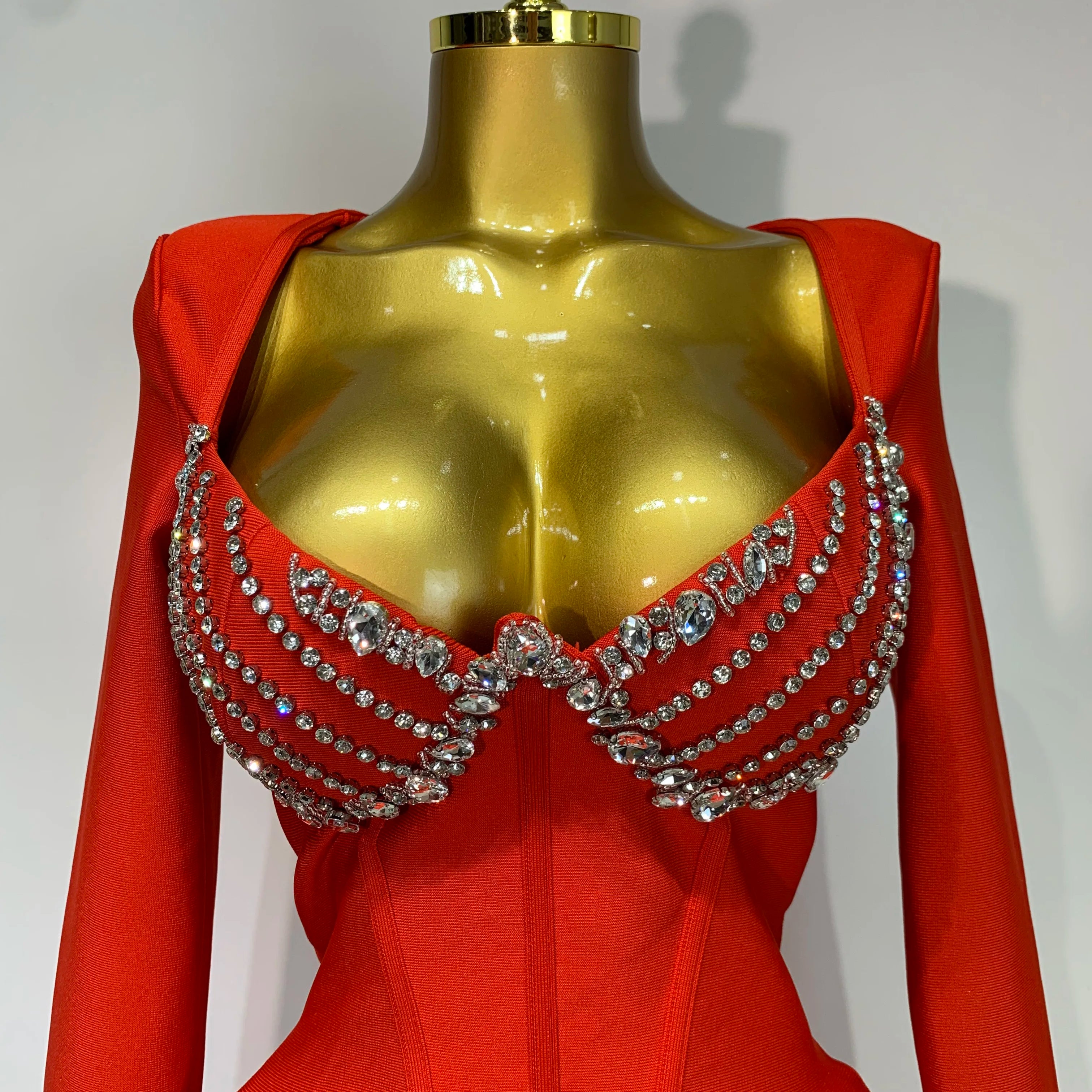 Women Sexy Luxury Sparkly Diamond Bandage Long Sleeve Bodycon Dress 2025 Celebrity Elegant Evening Club Pary Birthday Dresses