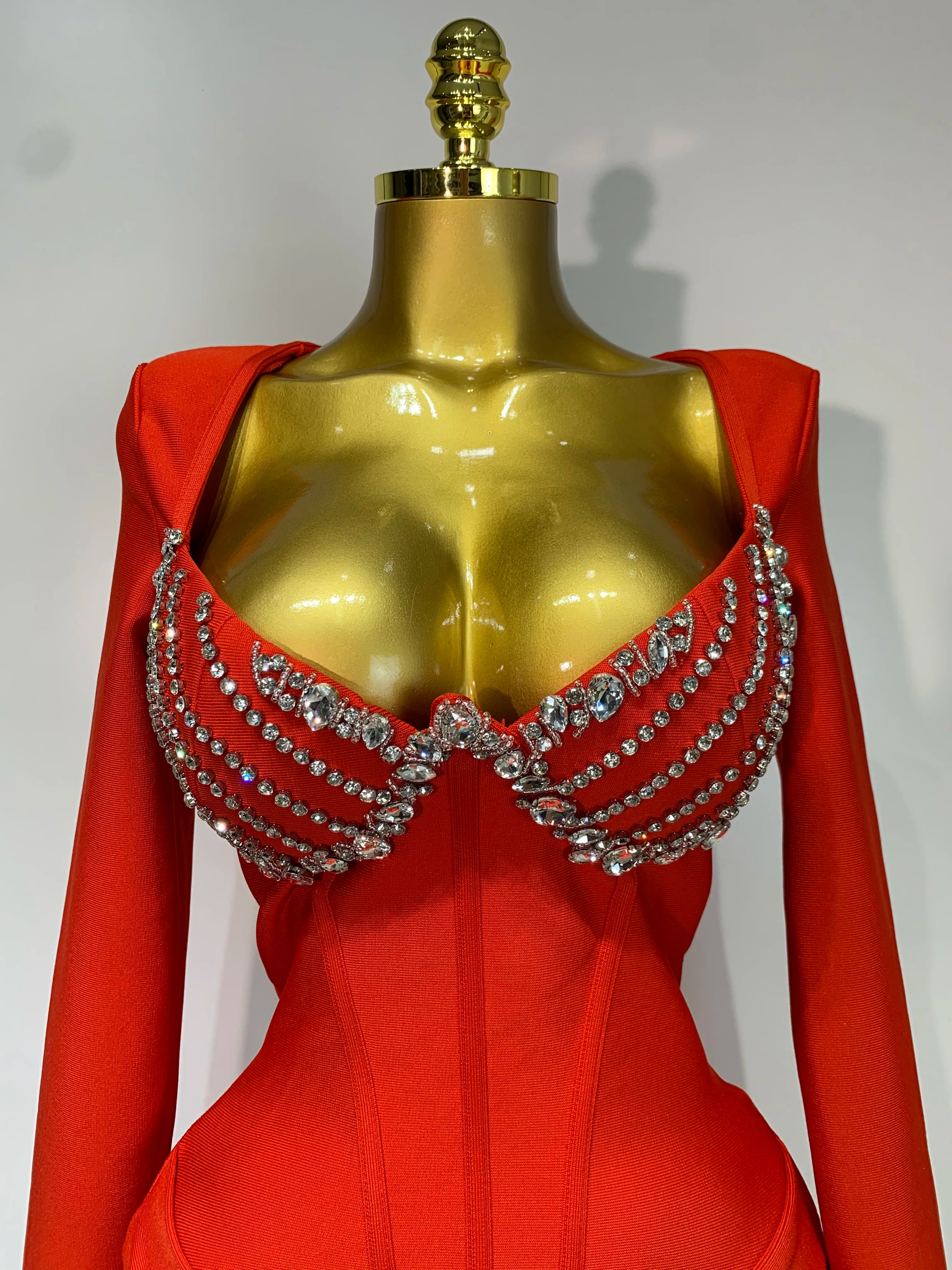 Women Sexy Luxury Sparkly Diamond Bandage Long Sleeve Bodycon Dress 2025 Celebrity Elegant Evening Club Pary Birthday Dresses