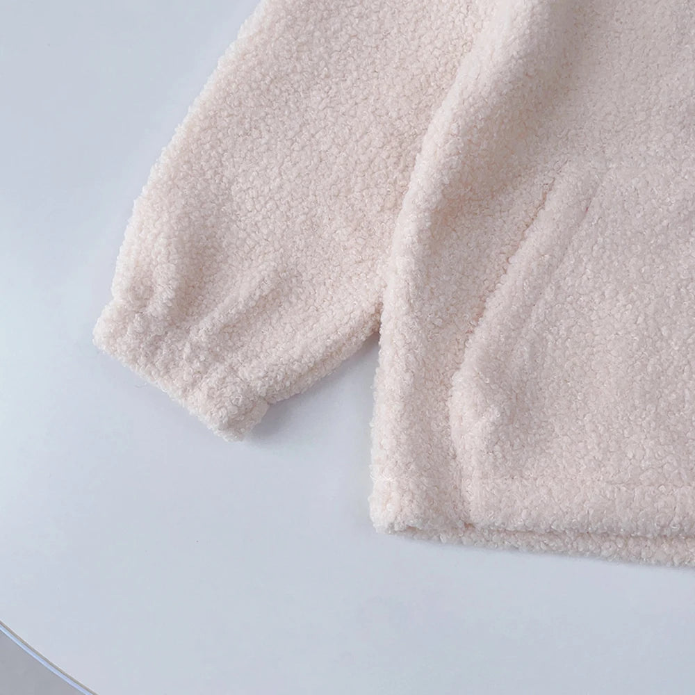 Bear Leader Girls' Set New Children's Autumn New Lamb Fleece Standing Collar Pullover Top+Pants Two Piece Kids' Fashion Set