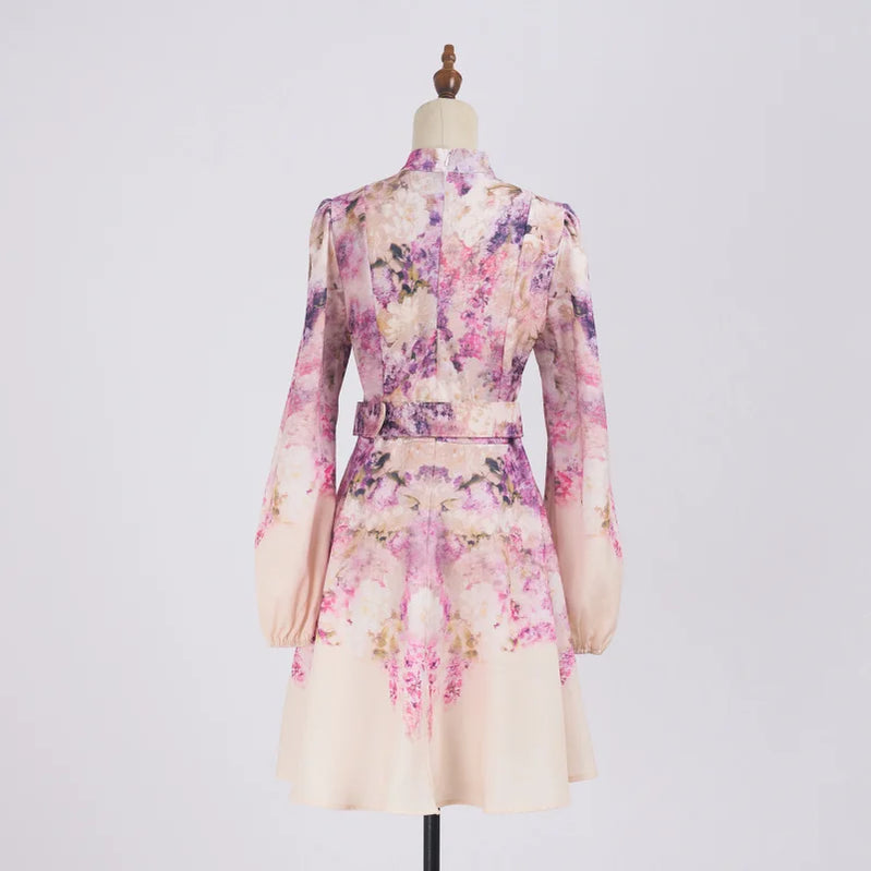 Shot Spot Niche Style Sleeve Single-Breasted Positioning Printing Women's Belt Pocket Short Skirt Large Swing Skirt