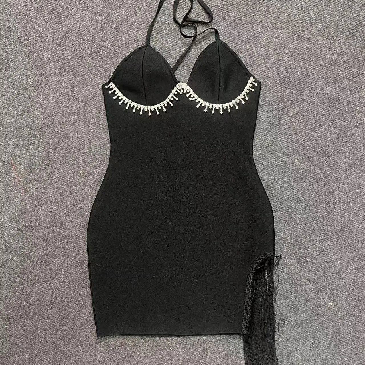 Red Black Color Women Sleeveless Sexy V-Neck Bodycon Bandage Mini Dress Celebrate Nightclub Party Birthday Outfit Vestido