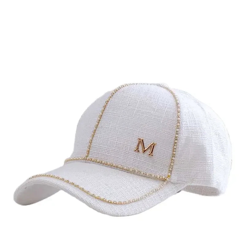 Women Letter M Baseball Caps For Female Adjustable Hip Hop Fashion Shiny Hats