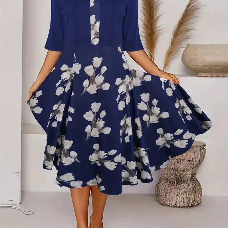 2025 autumn new women's long crewneck printed dress short needle two-piece cardigan short coat