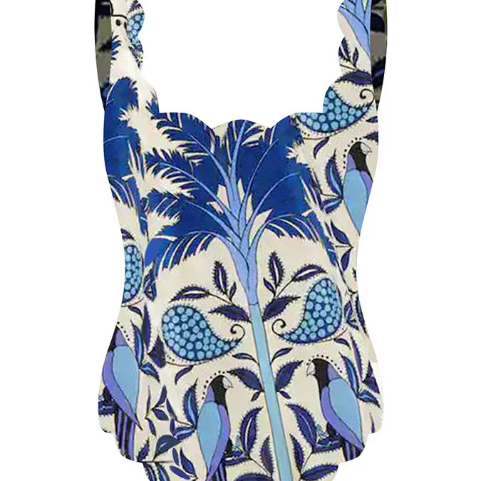 Printed Fashion Swimsuit and Beach Skirt Bikinis Sexy Erotic Suit Fashion Pieces for Slim Fit Luxury Summer Beach Elegance Blue