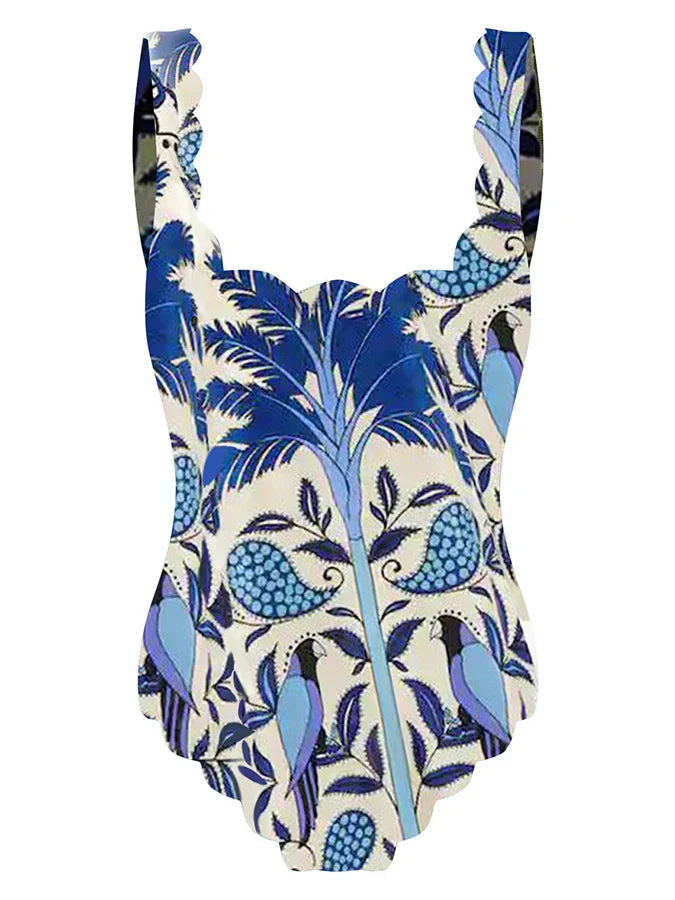 Printed Fashion Swimsuit and Beach Skirt Bikinis Sexy Erotic Suit Fashion Pieces for Slim Fit Luxury Summer Beach Elegance Blue