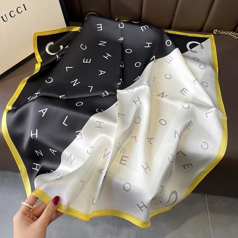 Square 100% Real Silk Scarf Women Bufanda Shawls Wraps for Lady Neckerchief Natural Foulard Femme Bandana Scarves Pashmina 2023 18138 68x68cm