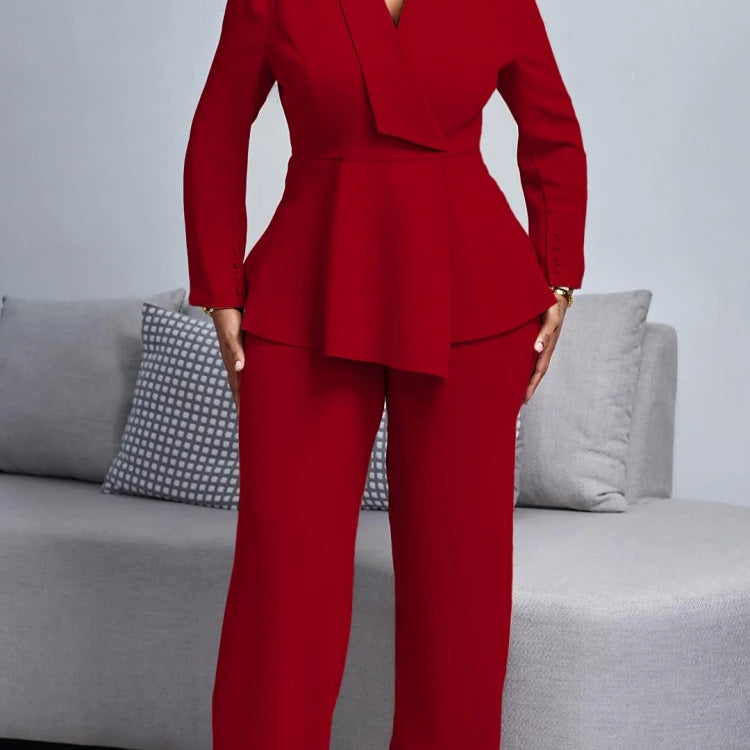 2 Piece Women Sets 2025 New Arrival Plus Size Spring Autumn Matching Sets Red Two Pieces Sets Top Pants Suits Outfits Clothing