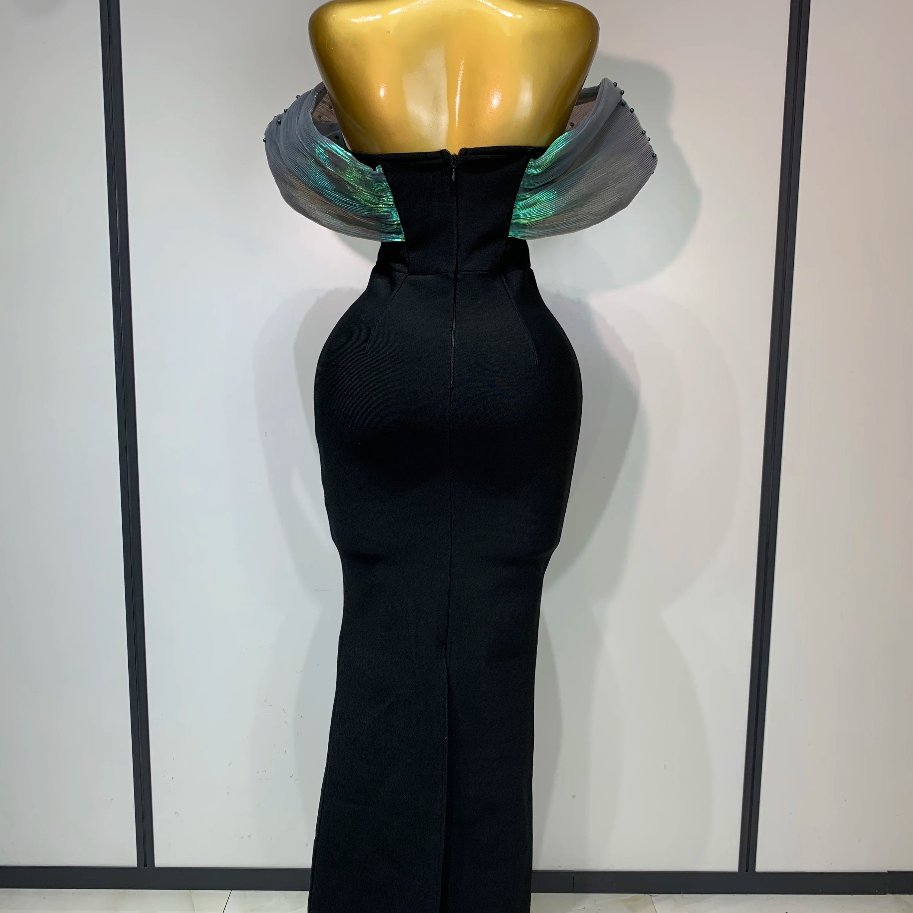 Women Celebrity Sexy Off Shoulder Beading Bodycon Maxi Long Bandage Dress 2025 Elegant Evening Club Party Luxury Birthday Outfit