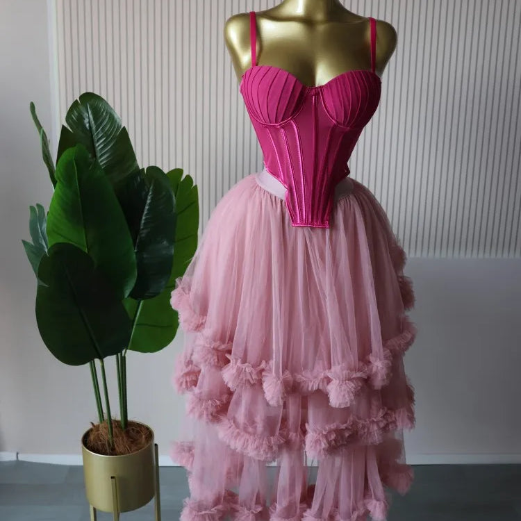 CM.YAYA Women's Dress Set Sleeveless Strap Tops and Pleated Tiered Skirts Suit Elegant Vacation Birthday Two 2 Piece Set Outfits