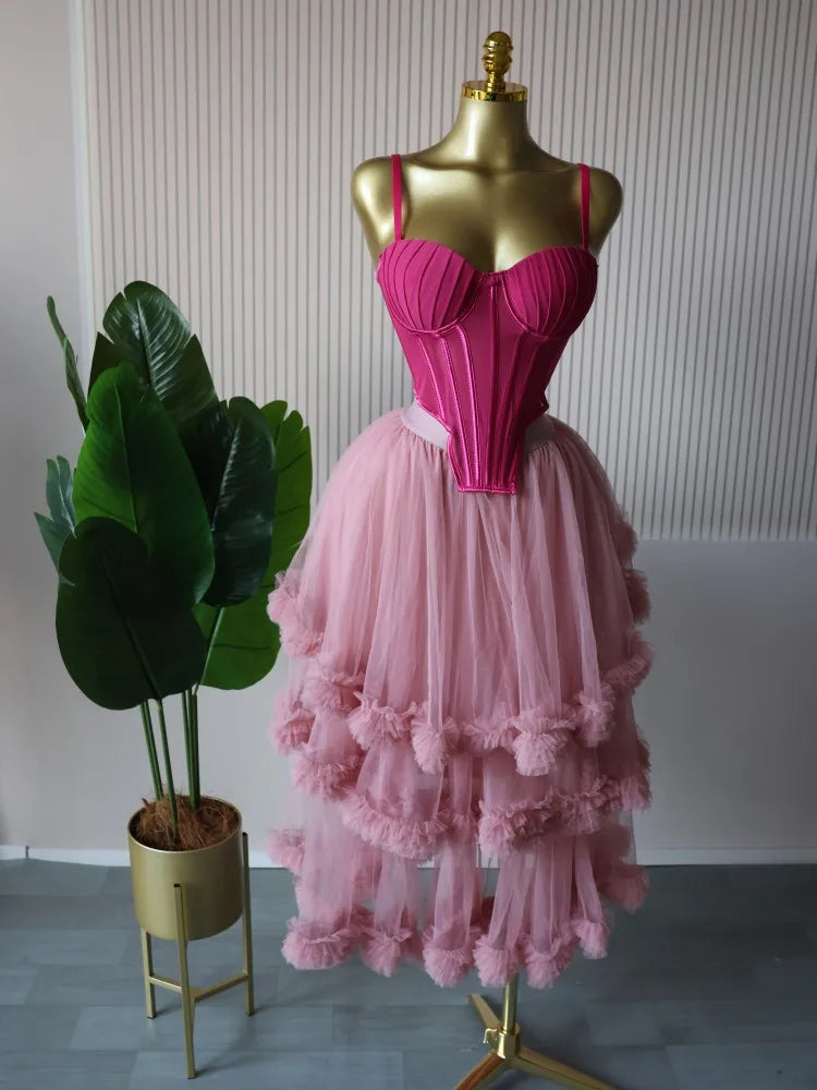 CM.YAYA Women's Dress Set Sleeveless Strap Tops and Pleated Tiered Skirts Suit Elegant Vacation Birthday Two 2 Piece Set Outfits