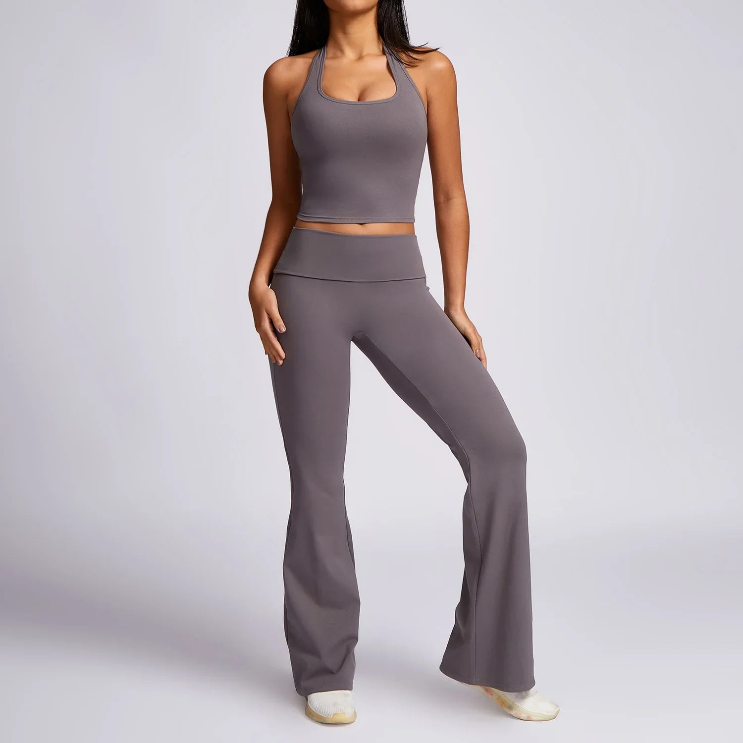 New Yoga Set Workout Clothes Fitness High Quality Suits Sports Bra High Waist Leggings 2 Piece Women High Stretch Gym Outfit grey-3