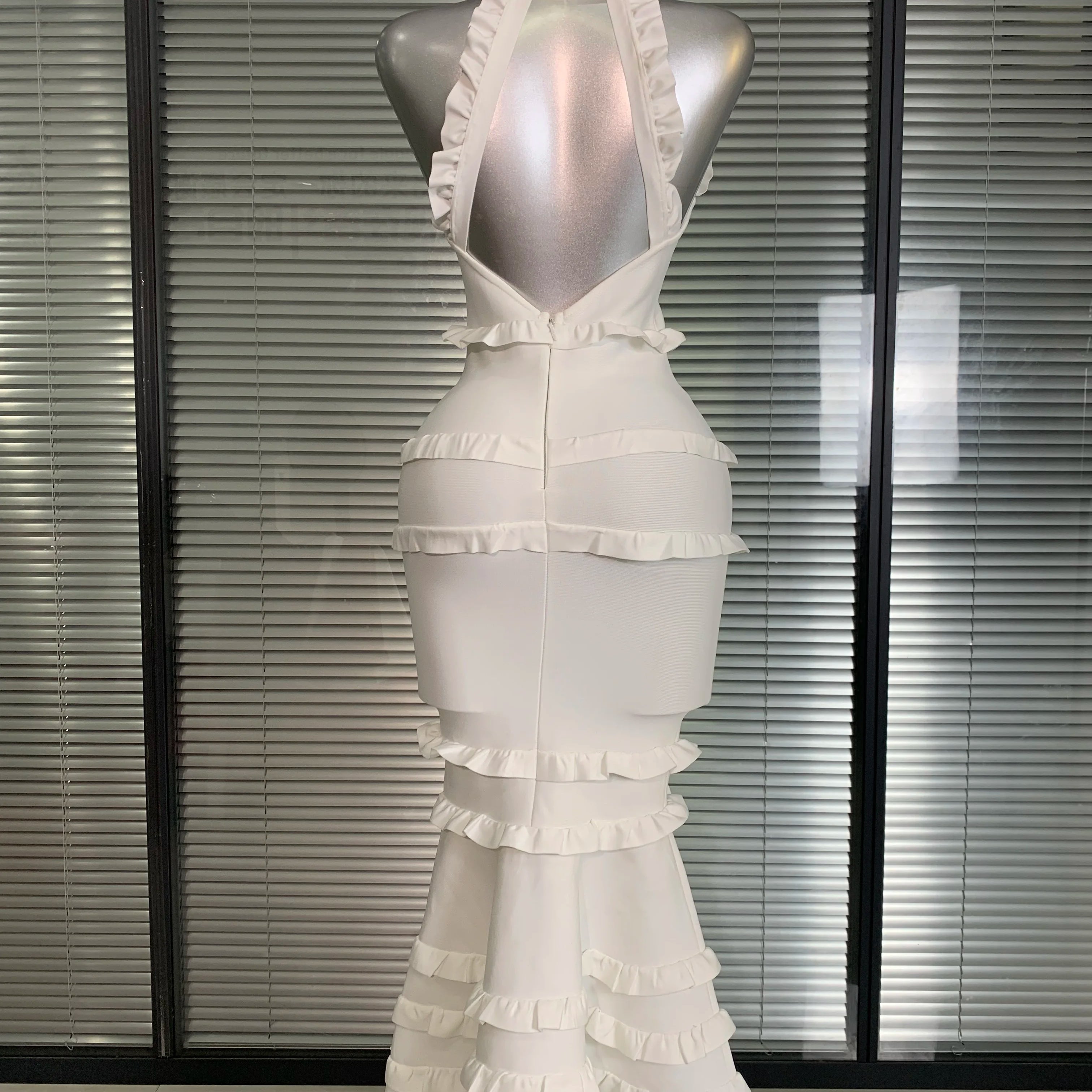 Summer New 2025 Sexy Women Tank White Bandage Dress Celebrity Knitted Elegant High Street Trumpet Bodycon Party Maxi Dress