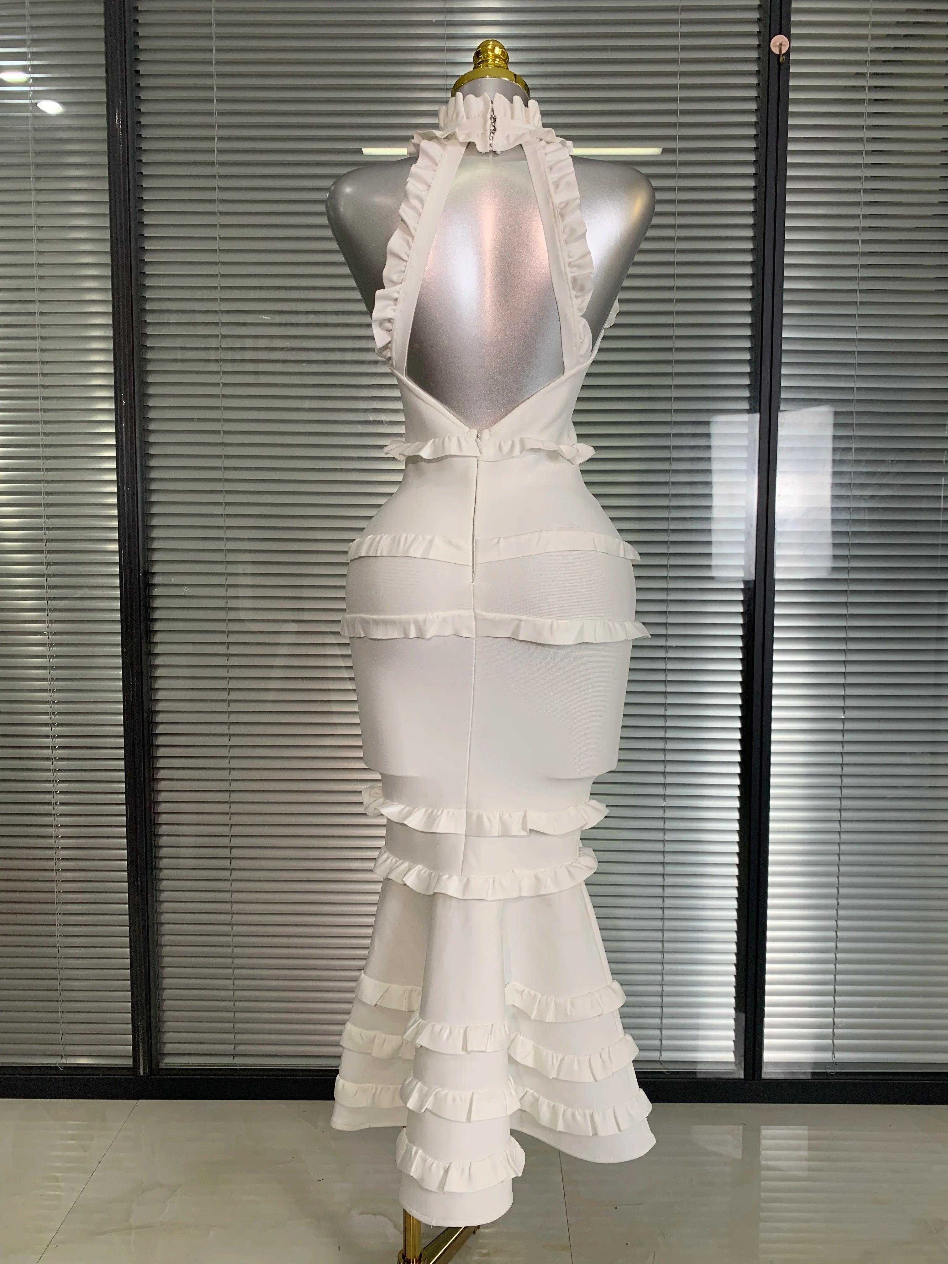 Summer New 2025 Sexy Women Tank White Bandage Dress Celebrity Knitted Elegant High Street Trumpet Bodycon Party Maxi Dress