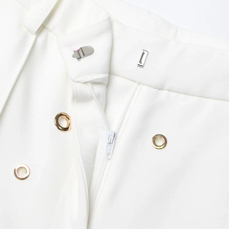 TWOTWINSTYLE Soild Minimalist Sets For Women Turn Down Collar Long Sleeve Patchwork Button Pockets Set Female Fashion Clothing