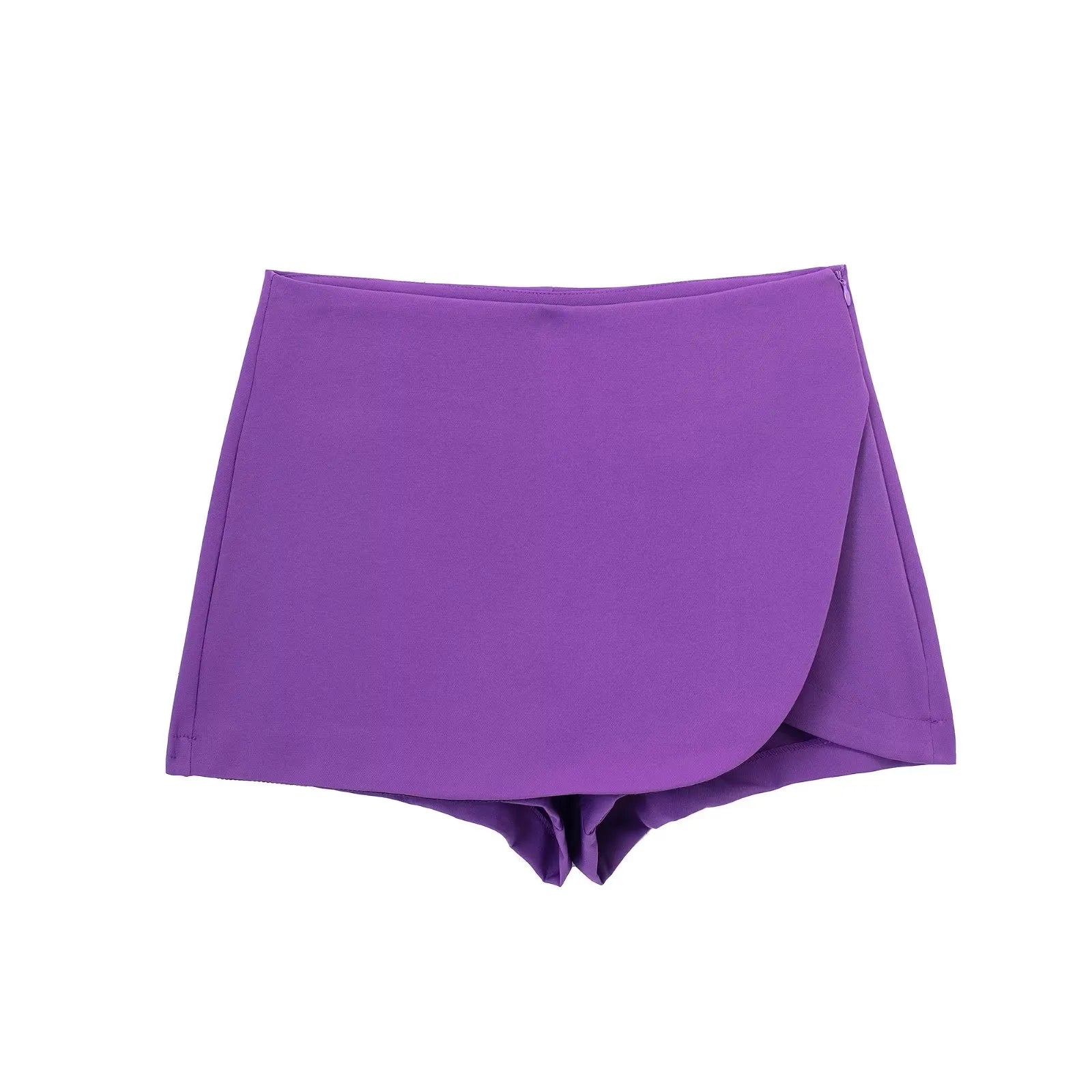 Khaki Asymmetric Culottes Mini Shorts Skirts Split Street Look Pink Black Bottom Woman Purple