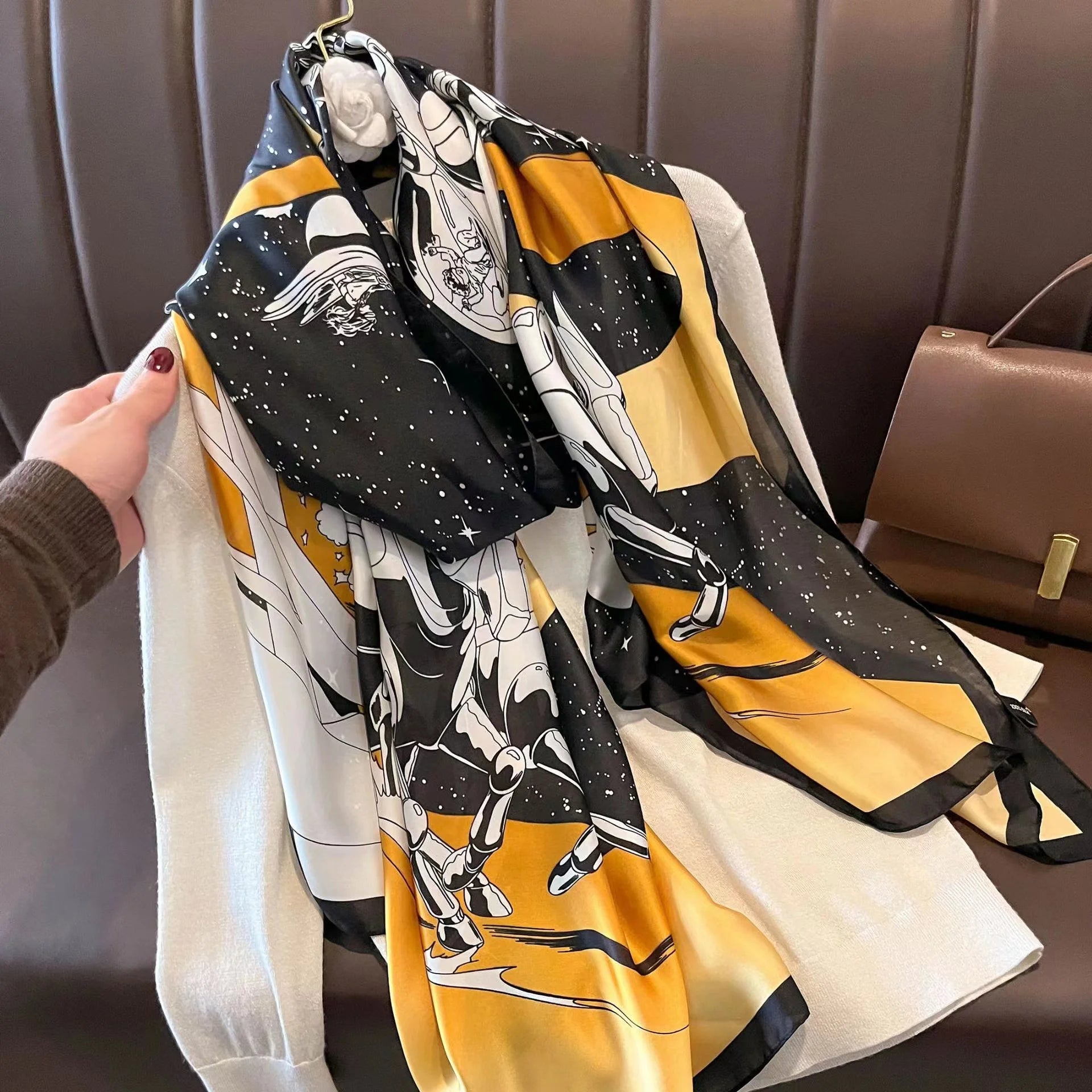 180*90cm Luxury Brand Spring Summer Autumn Women Clothing New Fashion Color matching printed silk scarf lady popular turba 12 180cmx90cm