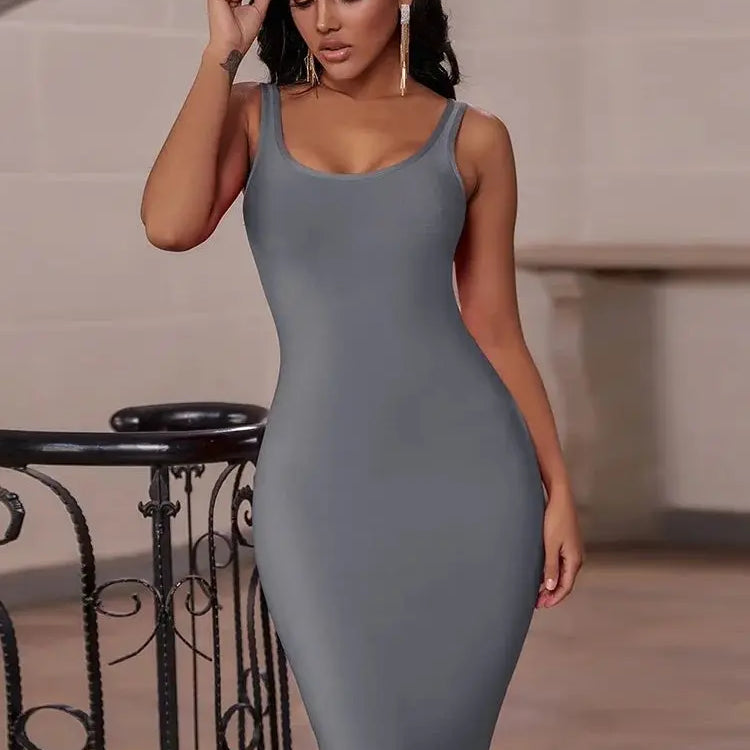 Purple Bandage Dress for Women 2021 New Arrival Summer Bodycon Dress Green Blue Sexy Club Party Dress evening birthday outfits GRAY