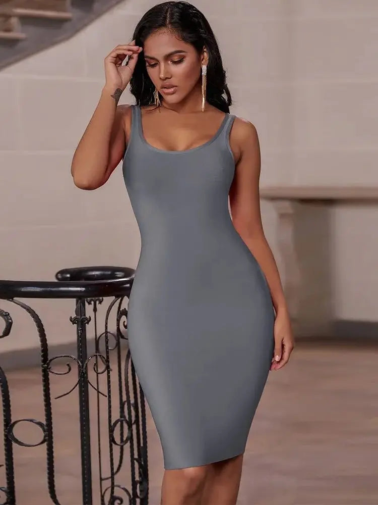Purple Bandage Dress for Women 2021 New Arrival Summer Bodycon Dress Green Blue Sexy Club Party Dress evening birthday outfits GRAY