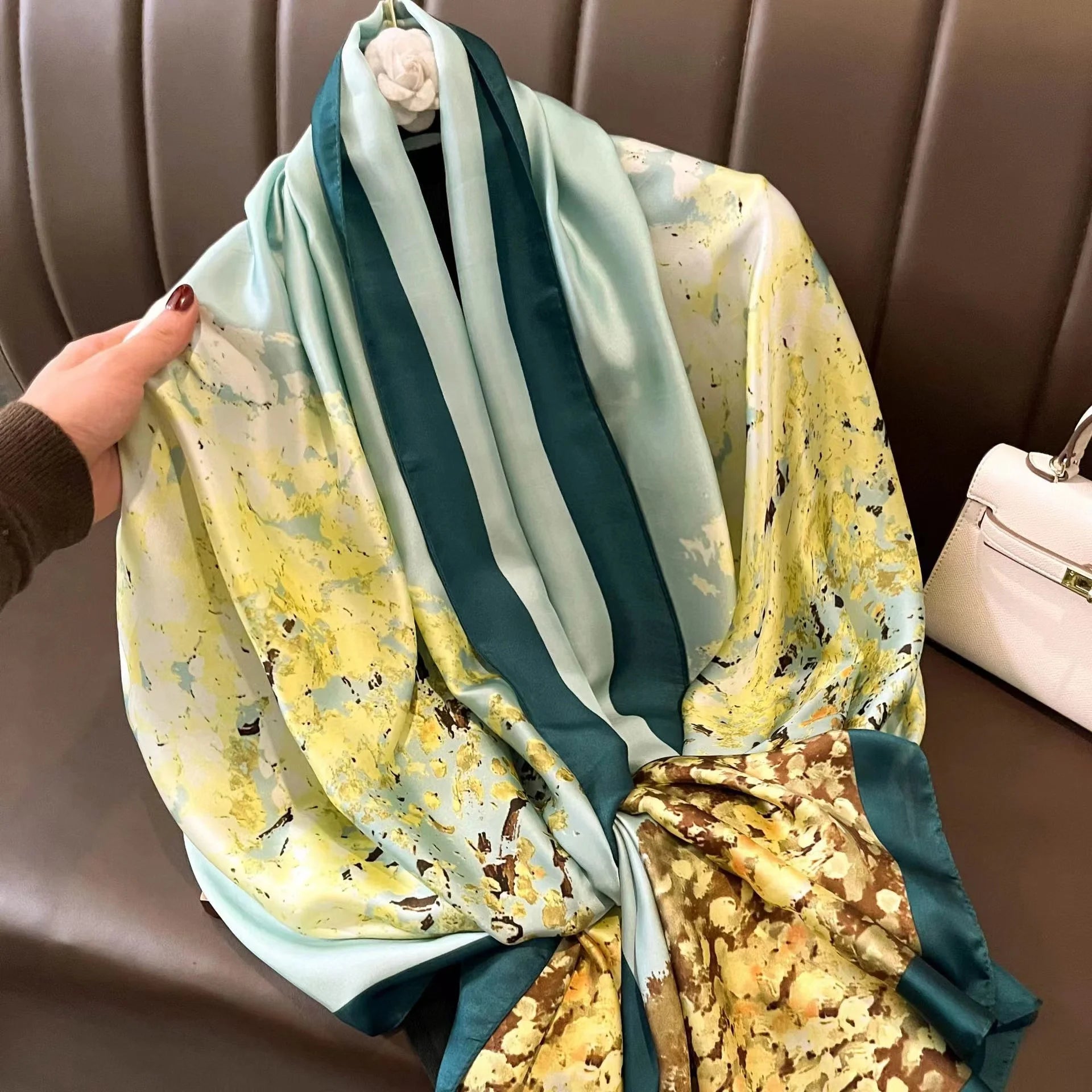180*90cm Luxury Brand Spring Summer Autumn Women Clothing New Fashion Color matching printed silk scarf lady popular turba 41 180cmx90cm