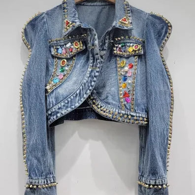 European Street Winter Denim Jacket Women's Fleece-Lined Thickened Warm Street Short Parka Clothes Casaco Feminino thin design