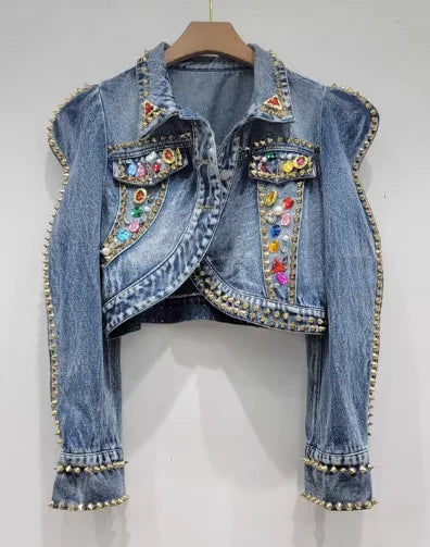 European Street Winter Denim Jacket Women's Fleece-Lined Thickened Warm Street Short Parka Clothes Casaco Feminino thin design