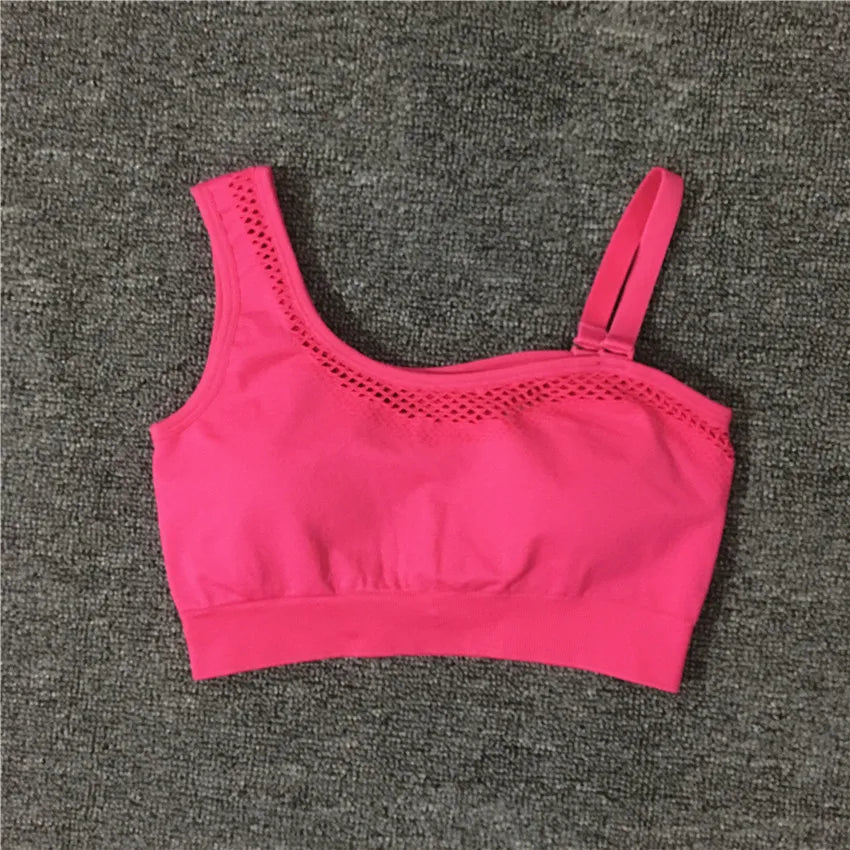 1/2Pcs Seamless Yoga Set Women Gym Sportswear Outfit Yoga Pant Leggings One Shoulder Sports Bra Workout Cloth Tracksuit rose bra