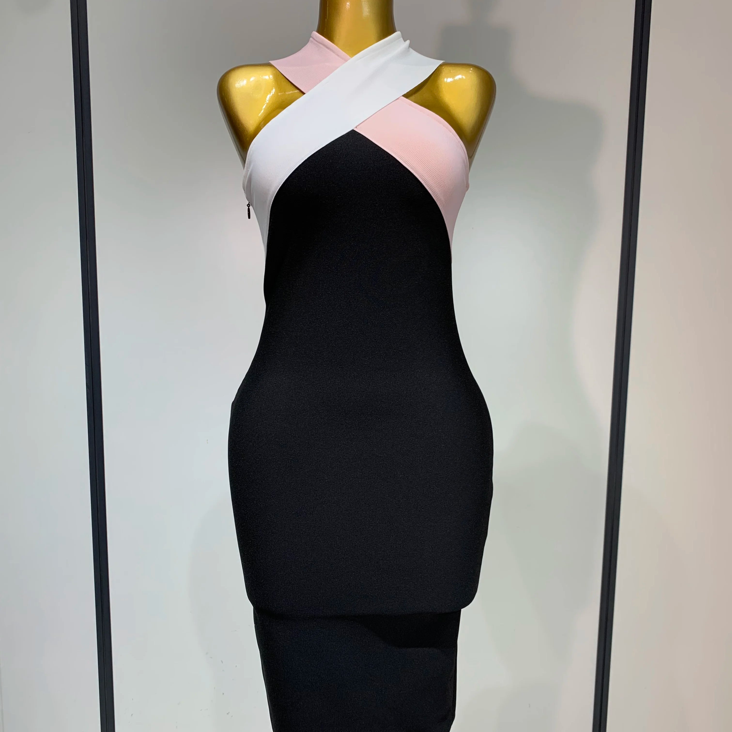 Women Sexy Backless Patchwork Bodycon Bandage Dress 2025 Celebirty Elegant Evening Party Carnival Luxury Birthday Dresses