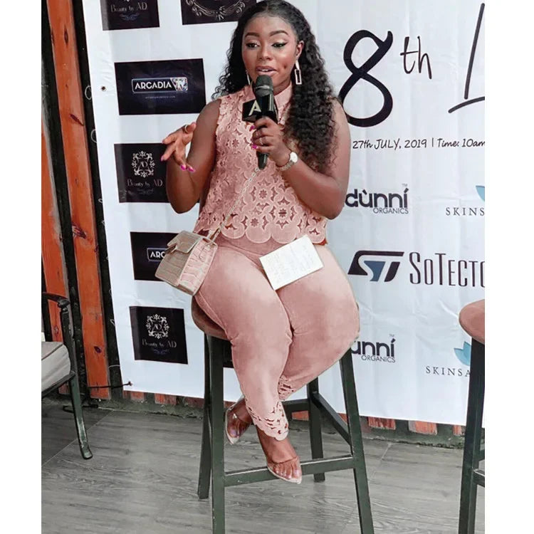 Wmstar Women Two Piece Set Plus Size Summer Fashion Sleeveless Casual Outfits Solid Color Holiday Long Pants Office Streetwear