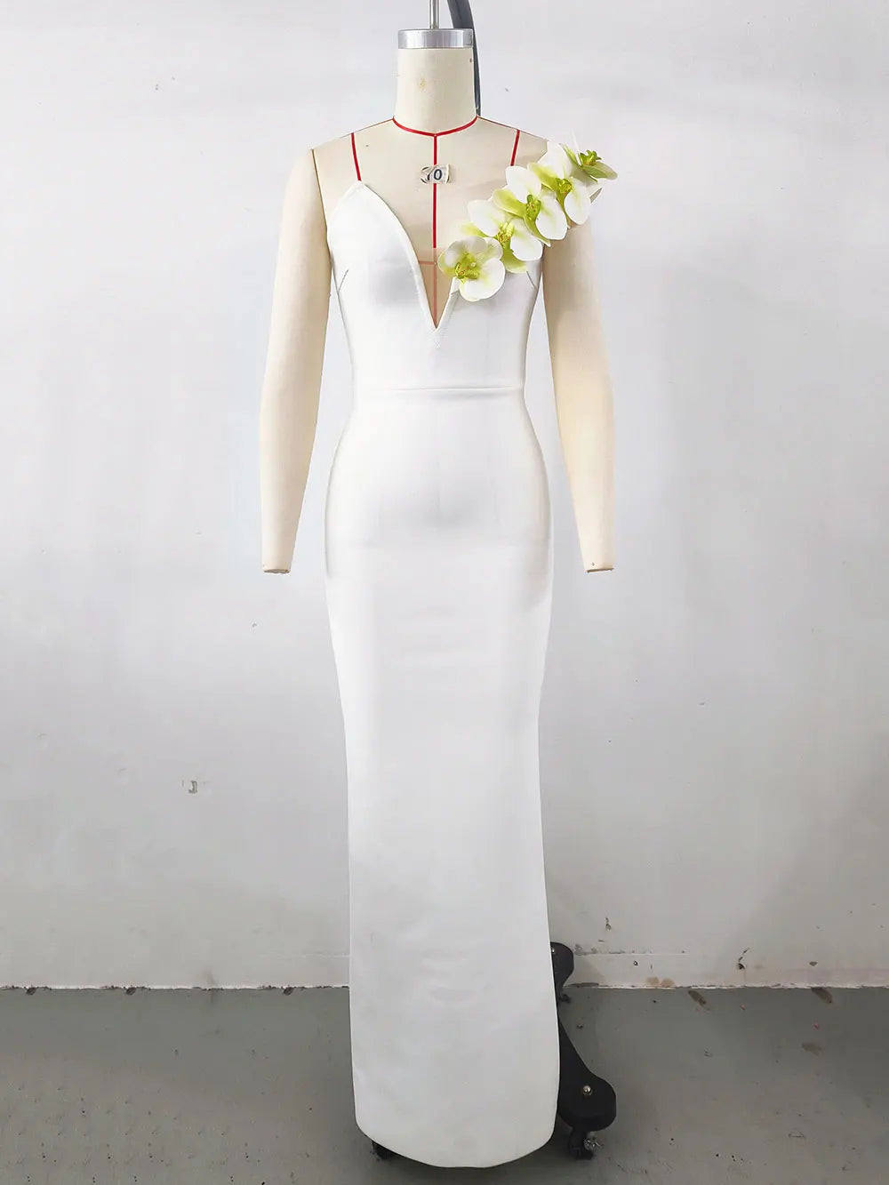 2024 Sexy Women's 3D Flower Decoration Long Dress Strapless Sleeveless Bodycon Backless Max Dress Cocktail Evening Party Vestido