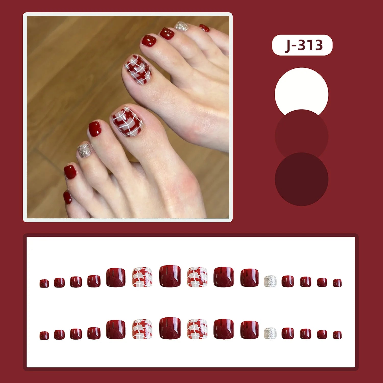 24pcs Flower Print Press on Toenails Summer Wearable False Toe Nails Wearable Spicy Girl Sweet Korean Style Fake Toenails