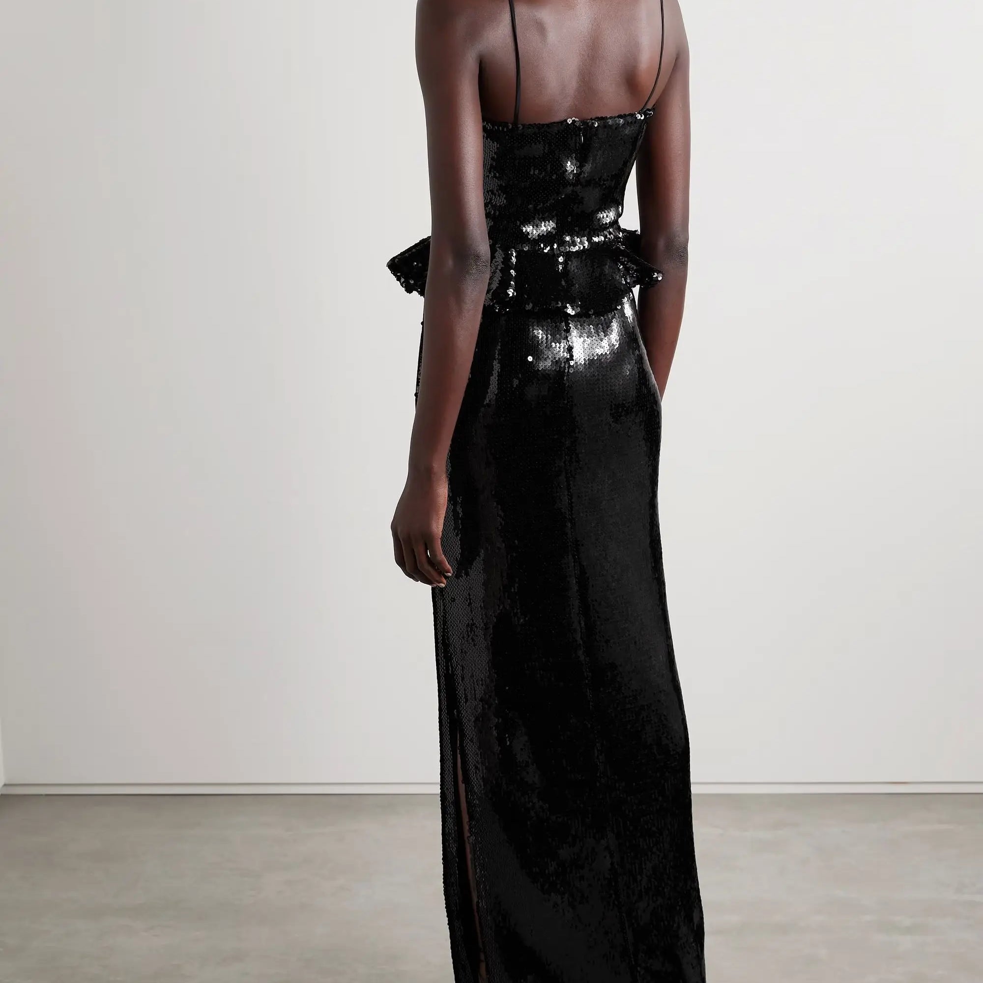 Vestido de celebridade para tapete vermelho, cor preta, com lantejoulas brilhantes, sexy, frente única, bodycon, vestido longo para festa à noite