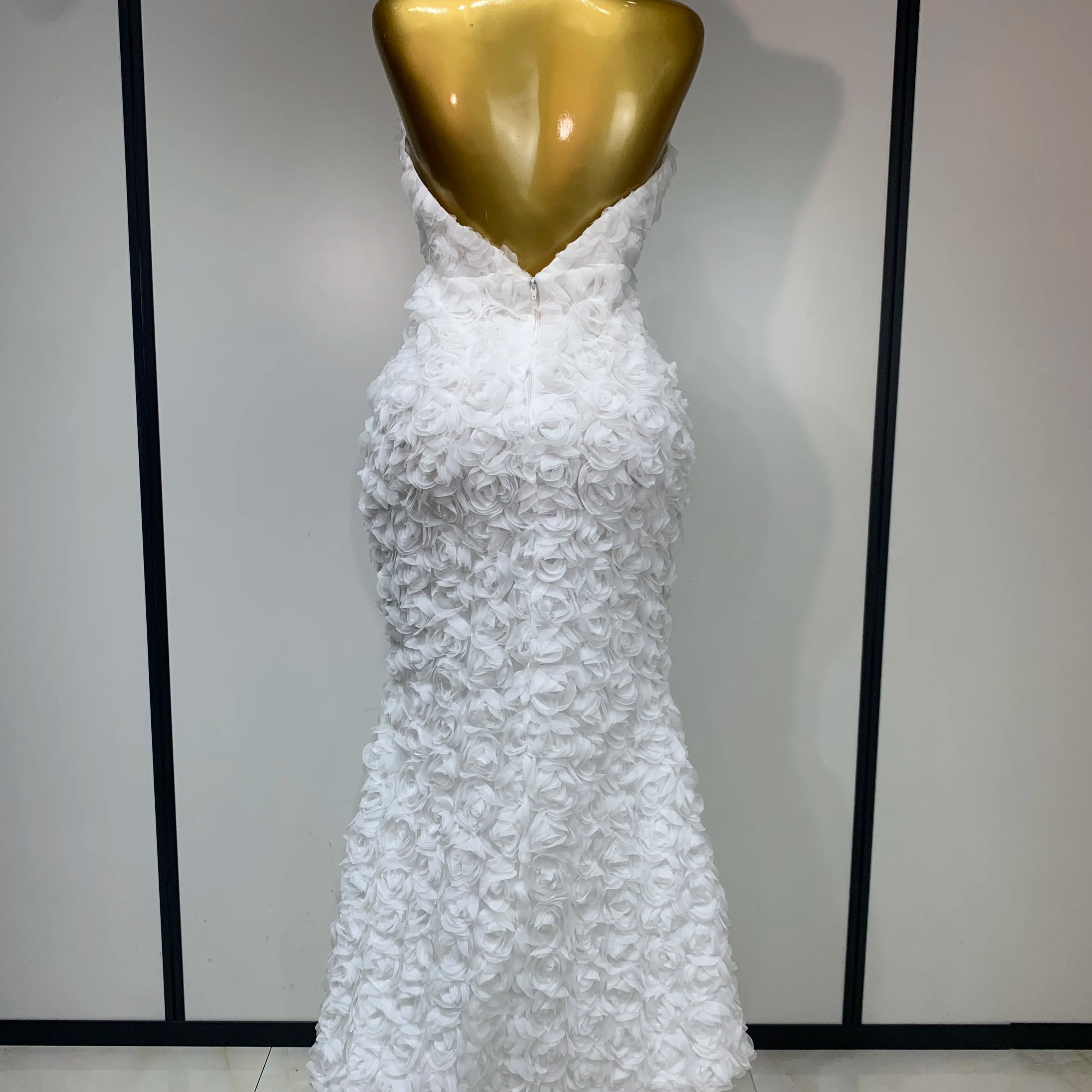 Women Sexy Backless Halter V-neck Florals Bodycon Long Dress Celebrate White Elegant Evening Party Luxury Birthday Outfit