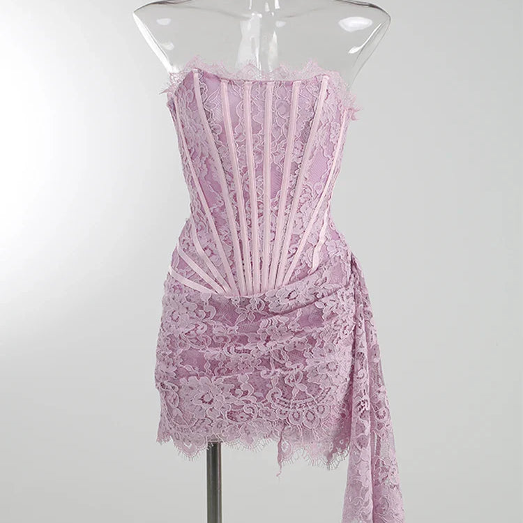 White Birthday Dress for Women Luxury Women's Dresses Lace Patchwork Elegant Evening Gowns Spring Woman Prom Clothing purple