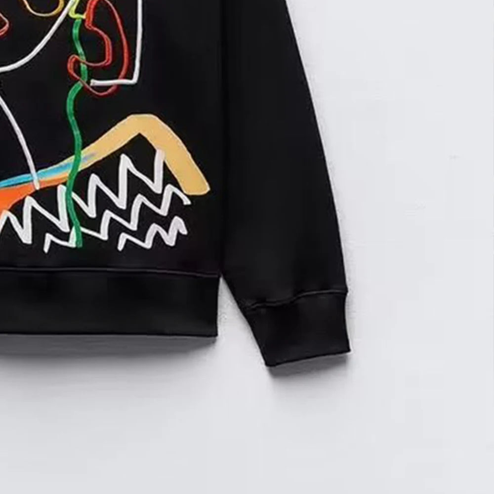 Autumn Round Neck Graphic Sweatshirts for Woman Plush Winter Pullover Casual Long Sleeve Oversize Halloween tops