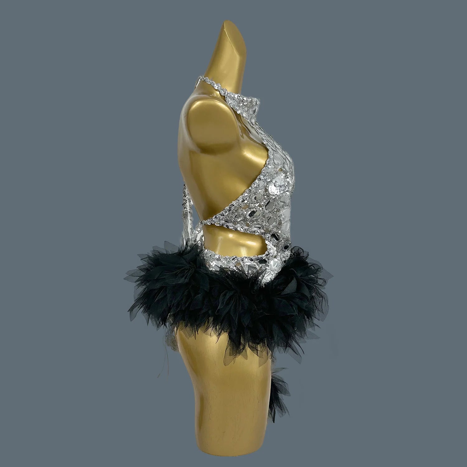 Sexy Unique Design Backless Sleeveless Sequin Jumpsuit for Women Stage Dance Leotard Bodycon One Piece Bodysuit Yuanjing