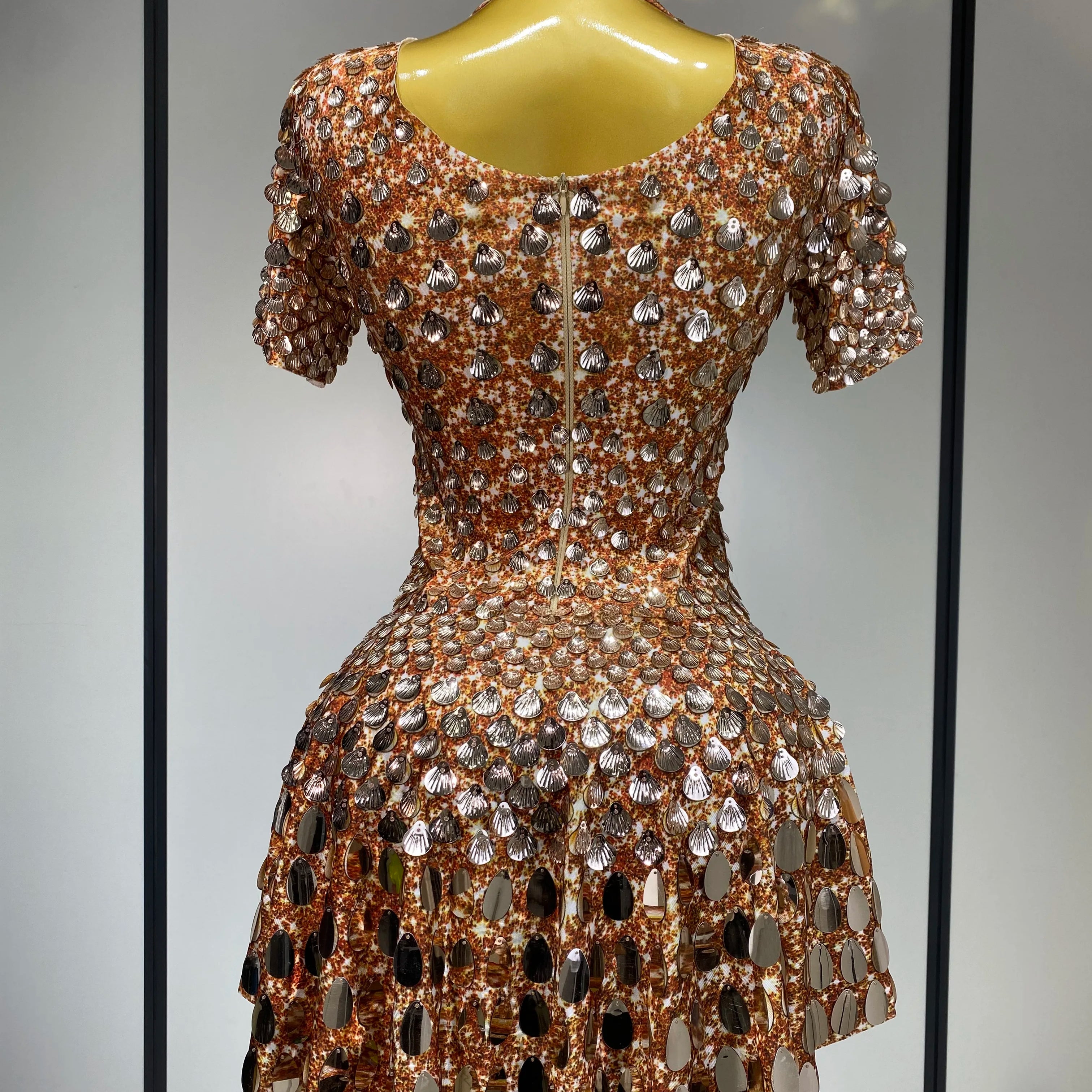 Sparkly Sequins Luxury Birthday Party Gown Short Dress Dancer Stage Performance Wear Women Sexy Nightclub Dress Festival Outfit