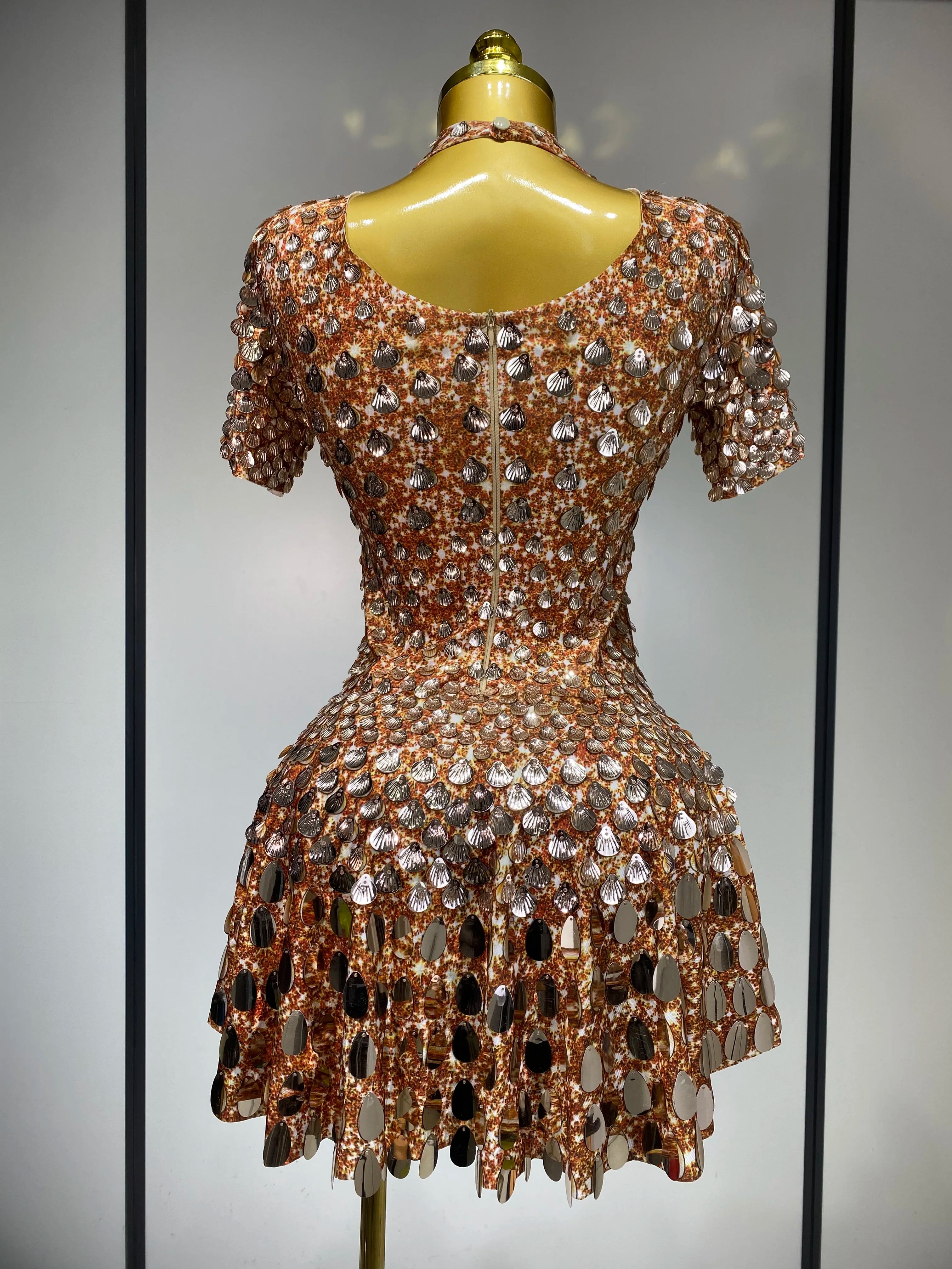 Sparkly Sequins Luxury Birthday Party Gown Short Dress Dancer Stage Performance Wear Women Sexy Nightclub Dress Festival Outfit