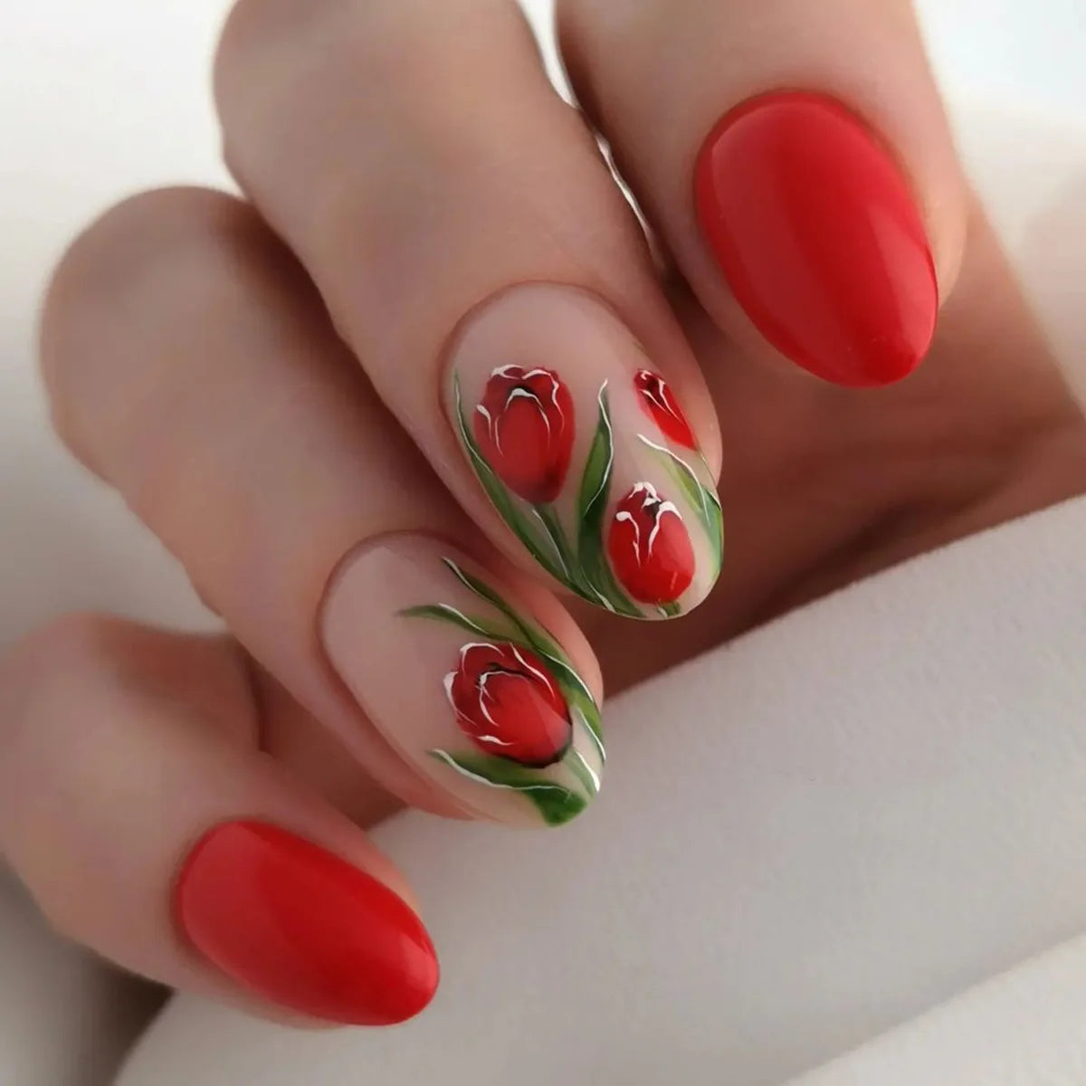 24 unidades/caixa unhas postiças curtas amendoadas com cobertura total, design de flores de jardim, unhas de pressão, arte vestível, manicure colorida para mulheres e meninas