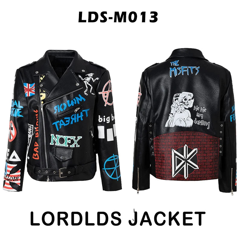 Men Leather Jacket 2024 Fashion Motorcycle Style Studded Punk Rock Cool Zipper Streetwear Biker Coats LDS-M013