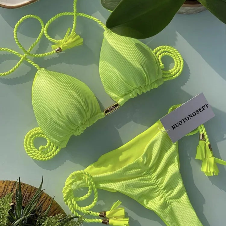 Sexy Bikini Push Up Women Swimsuit Thong Brazilian Bikini Swimwear Female Swimming Bathing Suit Beachwear