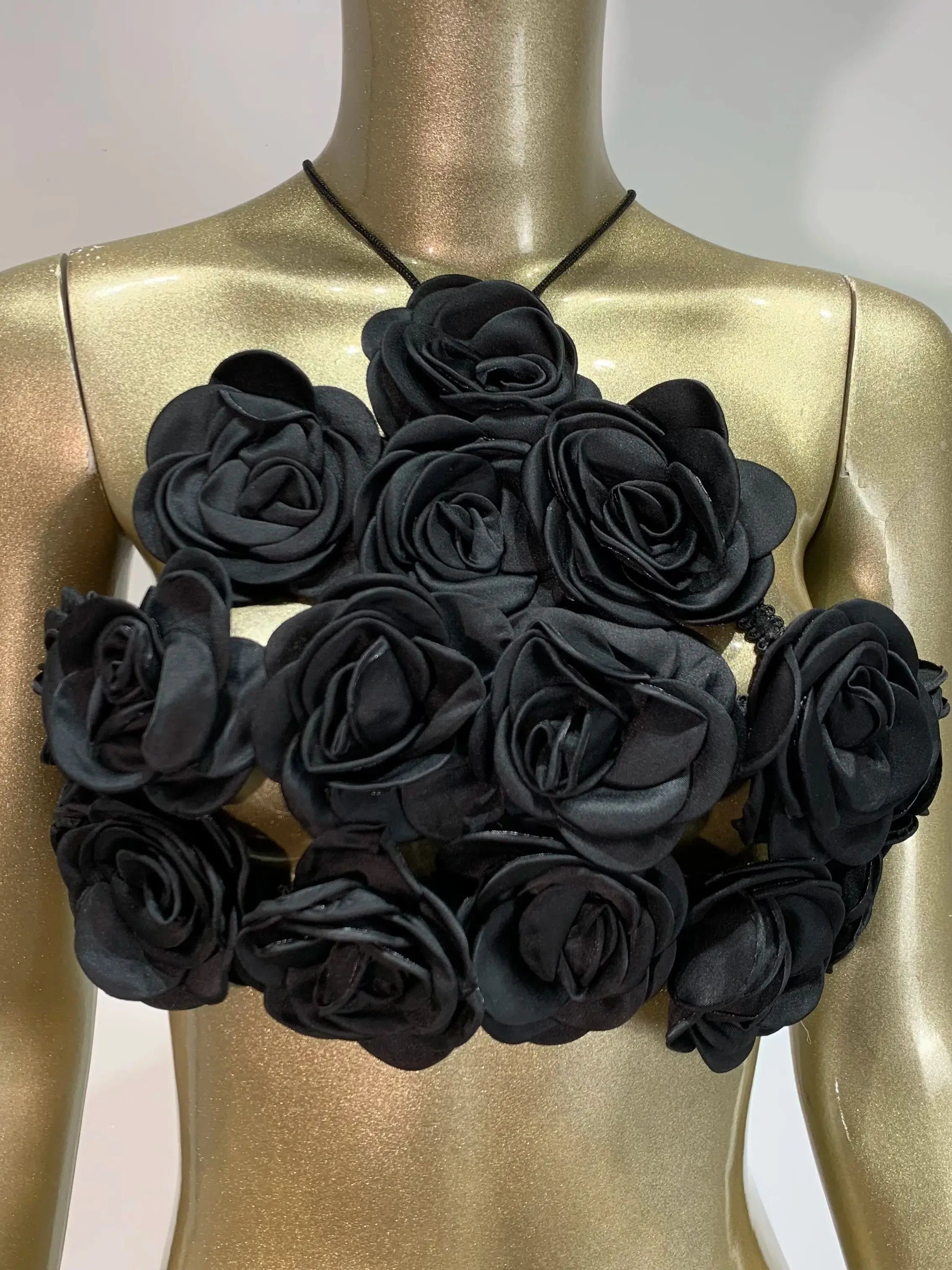 Women Summer Celebrity Sexy Halter Backless Flower Black Bandage Tops 2024 Celebrity Designer Fashion High Street Top