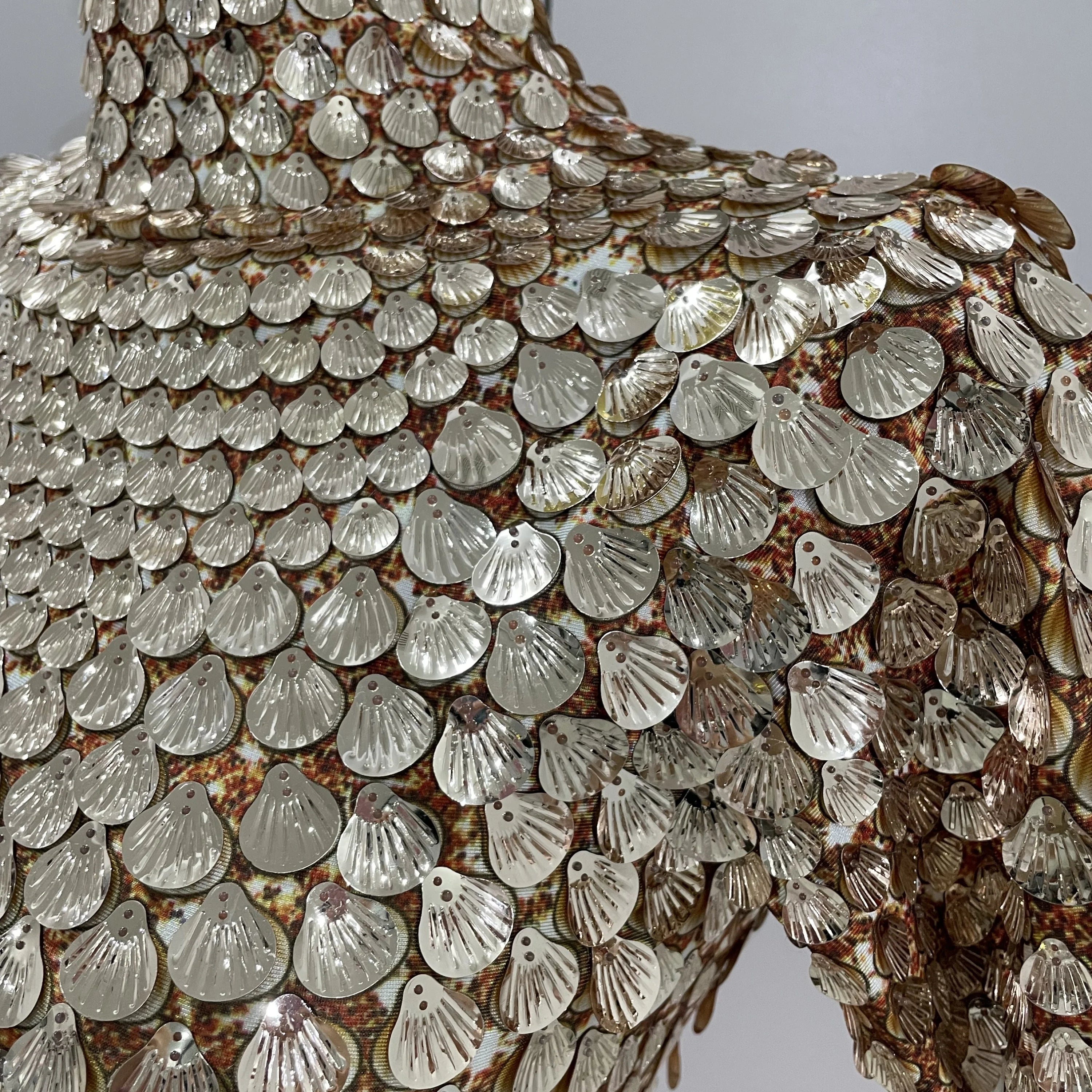 Luxury High Quality Shiny Shell Sequins Bodysuit Dress Women Sexy Nightclub Dance Performance Clothing Birthday party Dresses