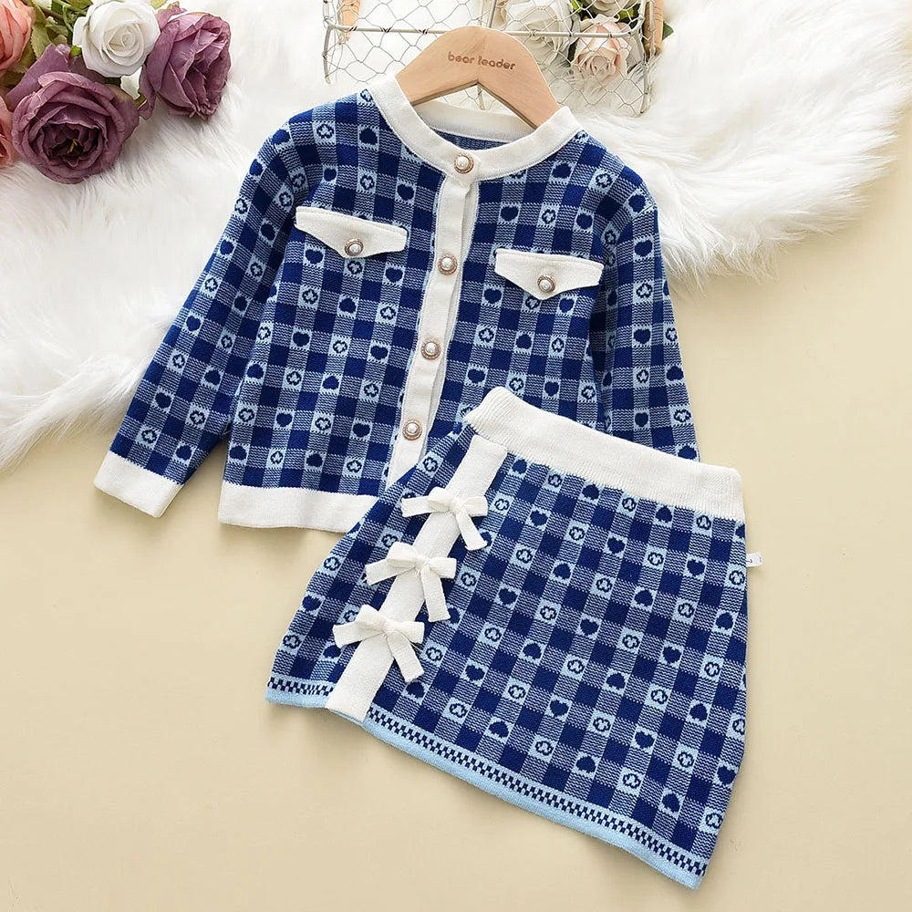 Bear Leader Girls Clothing Sets Autumn New Fashion Kid Sweater Top with Skirt Fashion Outfit 2pcs Elegant Clothes for 2-6 Years AH9331B