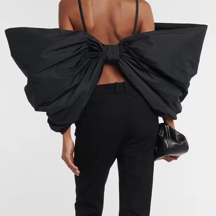 TWOTWINSTYLE Solid Sexy Slimming Bowknot Tank Tops For Women Square Collar Sleeveless Backless Designer Camisole Vest Female New