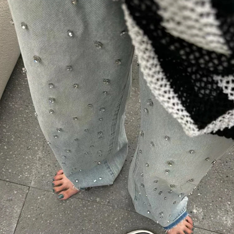 Patchwork Embroidered Flares Jeans For Women High Waist Spliced Button Slim Pencil Pants Female Fashion Clothes