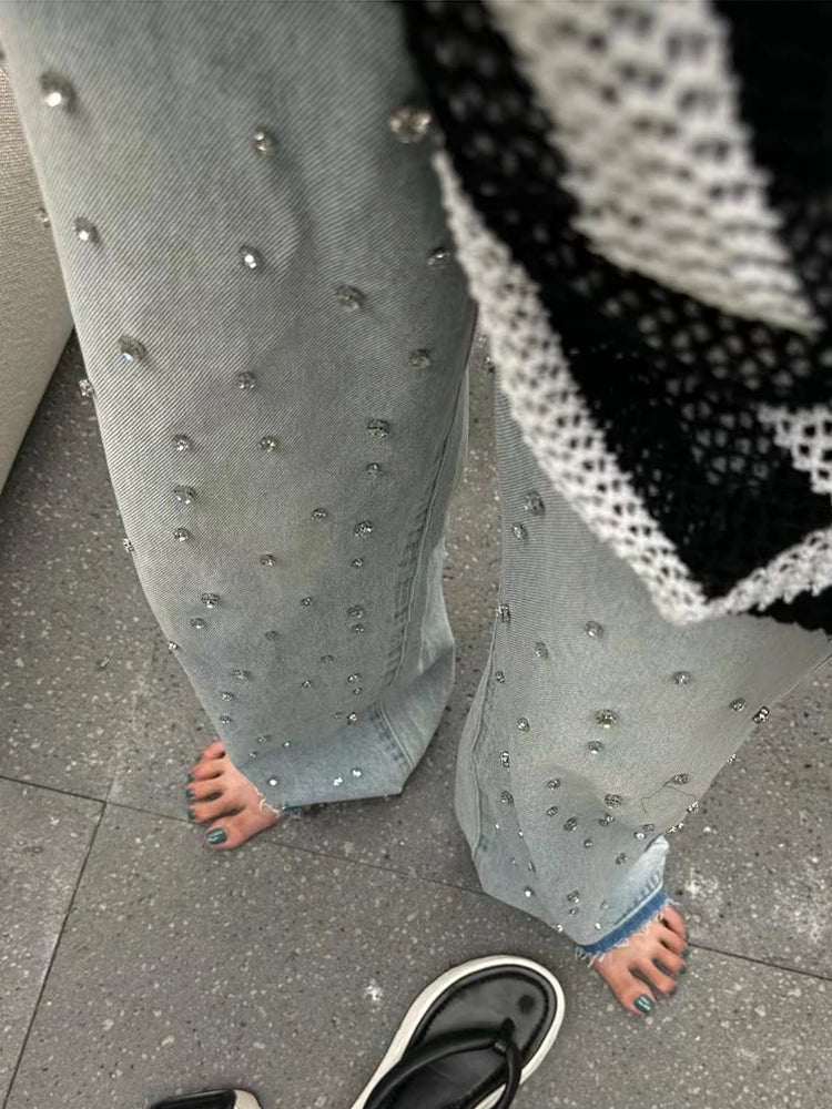 Patchwork Embroidered Flares Jeans For Women High Waist Spliced Button Slim Pencil Pants Female Fashion Clothes