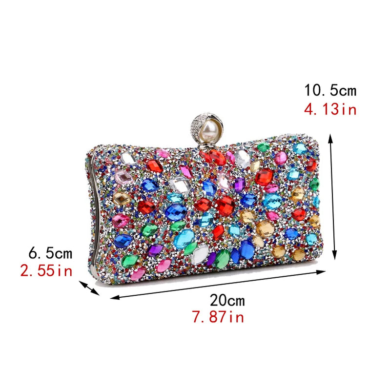 Rhinestones Women Bags Hollow Out Style Fashion Evening Bags Chain Shoulder Handbags Party Wedding Day Clutch Purse