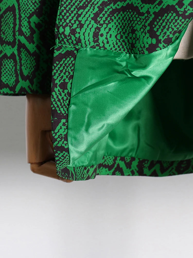 Leopard Temperament Blazer For Women Notched Collar Long Sleeve Tunic Patchwork Pocket Chic Blazers Female Fashion Clothing