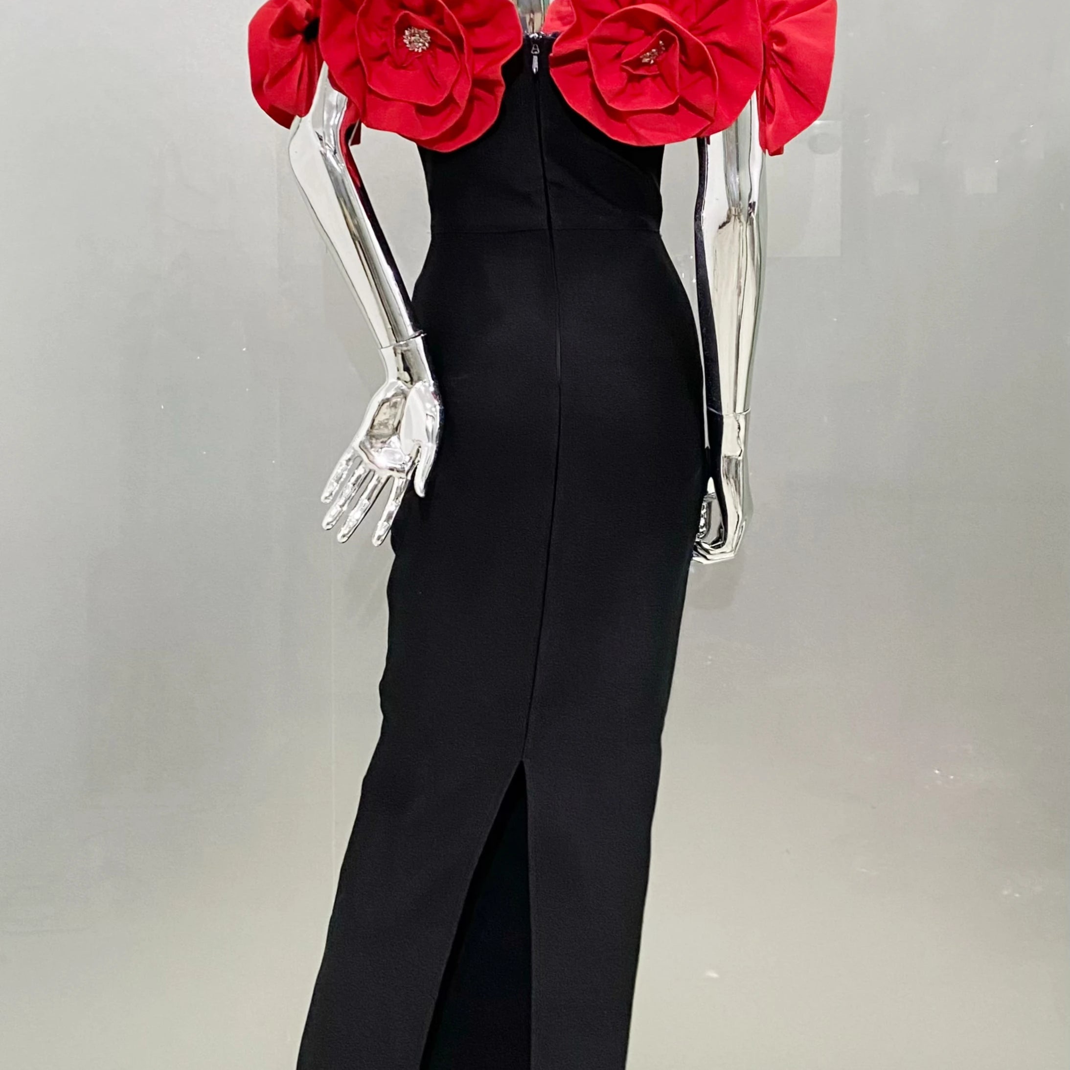 3 Colors Stereoscopic Flowers Sexy Off The Shoulder Ankle Lenght Bandage Dress Woman Birthday Party Vestido Wedding Party Outfit