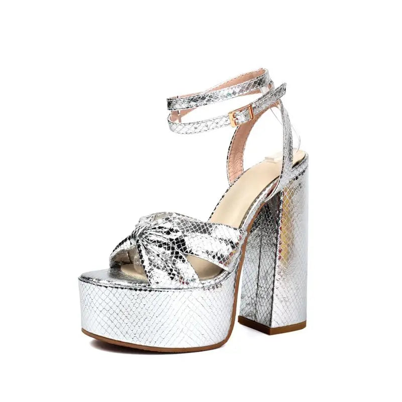 SIMLOVEYO Sexy Women Sandals Peep Toe Block High Heels Ankle Buckle Strap Platform Hill Size 45 Party Shoes